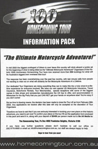 100th Anniversary Homecoming Tour Info Pack